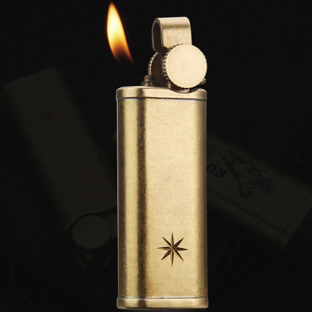 Promise Full Brass Pipe Gas Lighter Oblique Flame Inflatable Lighters High Quality