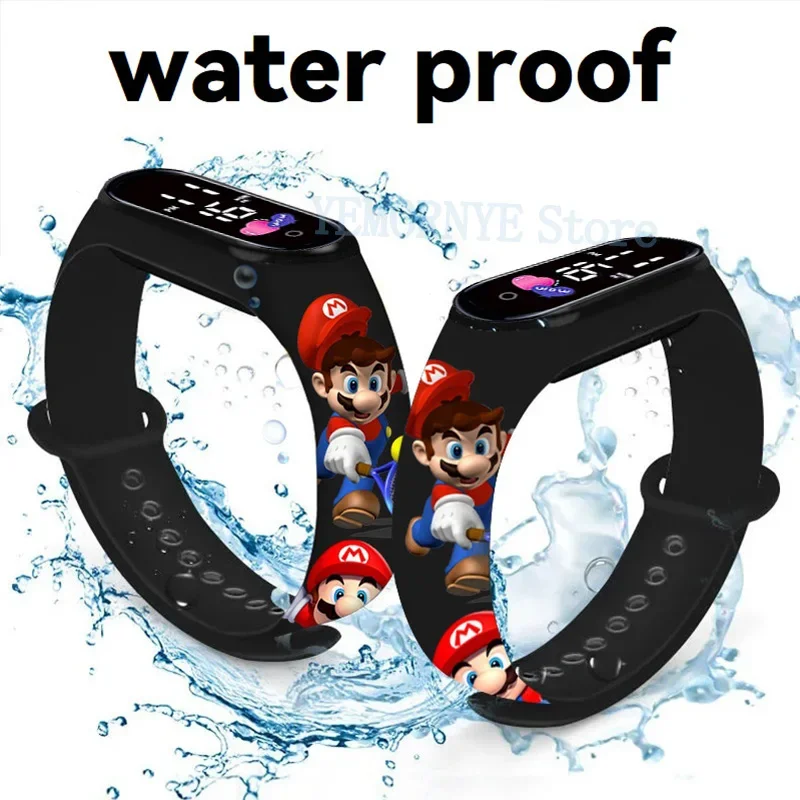 Mario Bros Children\'s Watches Action Figures Luigi Princess Peach Yoshi Bowser kids Sport Wristband Waterproof Digital Watch Toy