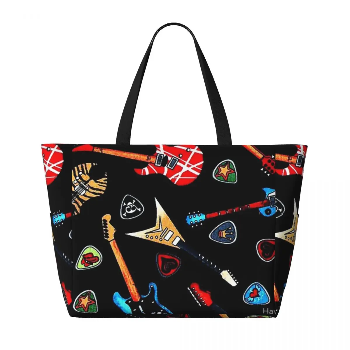 Borsa da viaggio da spiaggia per chitarre elettriche rock, borsa tote, regalo di compleanno da viaggio per adulti alla moda, modello multi-stile