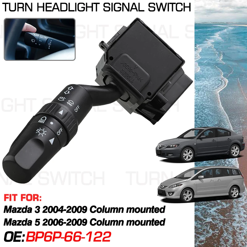 

For Mazda 3 Mazda3 BK 2004-2009 Mazda 5 Mazda5 Ford i-Max 2006-2009 Column mounted Car Turn Signal Headlight Switch BP6P-66-122