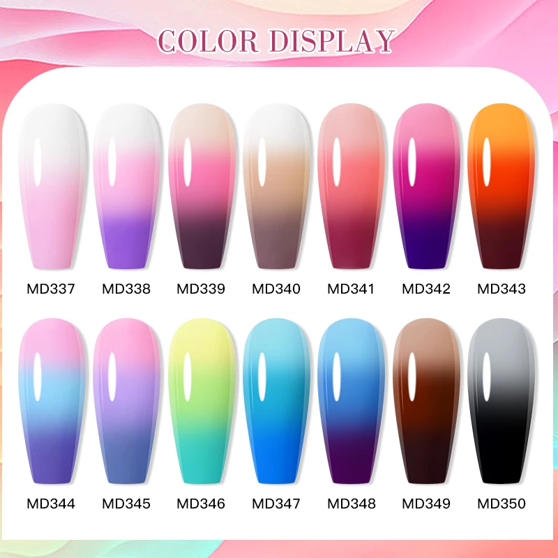 MSRUIOO 8ml Nude Thermal Gel Nail Polish Sparkly Glitter 3 Layers Color Changing Gel Soak Off Painting Varnish Nail Art Design