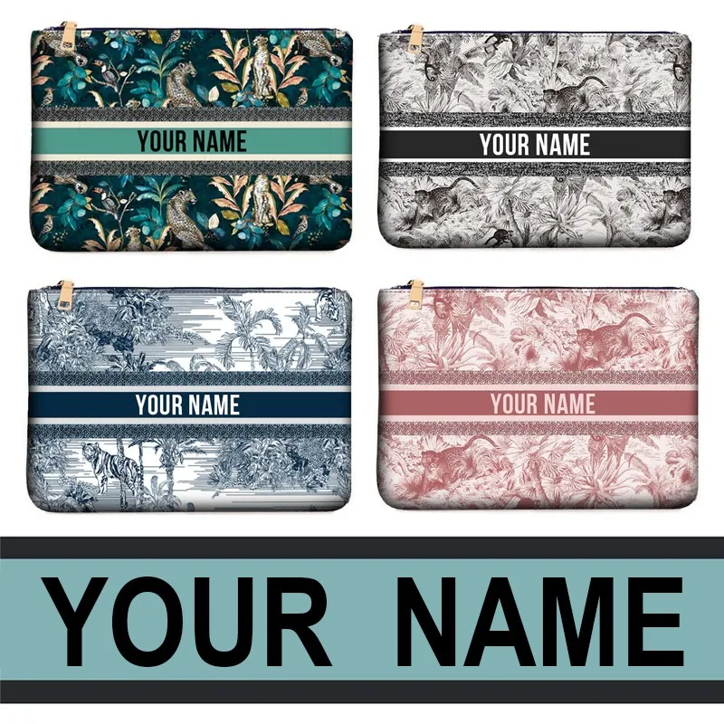 Personalized Canvas Cosmetic Bag Custom Name Travel Makeup Clutch