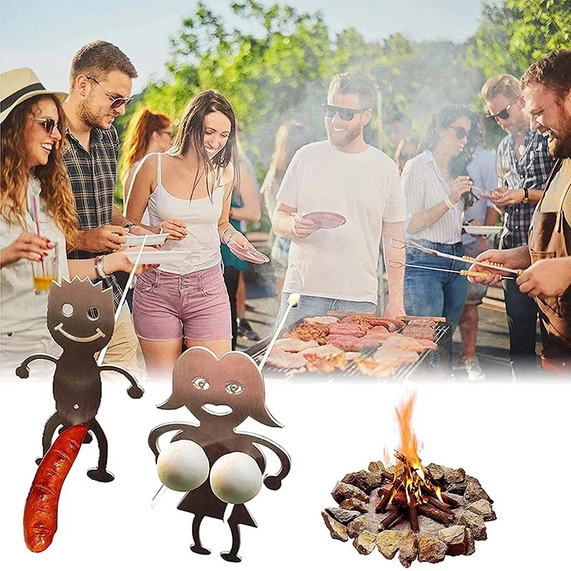 Steel Hot Dog/Marshmallow Roasters Funny Metal Craft Skewer Stick Barbecue Fork for Campfire Bonfire and Grill Novelty Women Men