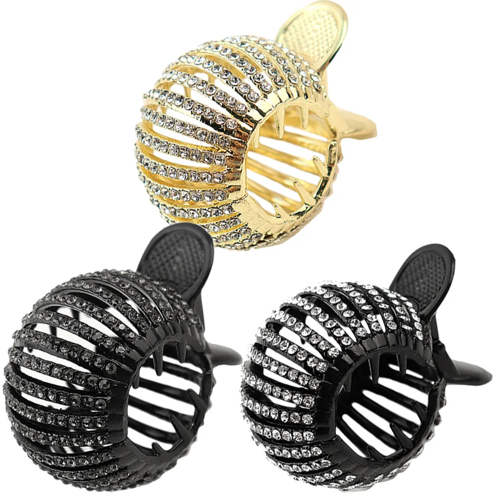 

3Pcs Luxury Pearl-Inlaid Hair Claw Clips Sparkling Ponytail Holder for Long Thick Hair Women Girls Style Essential