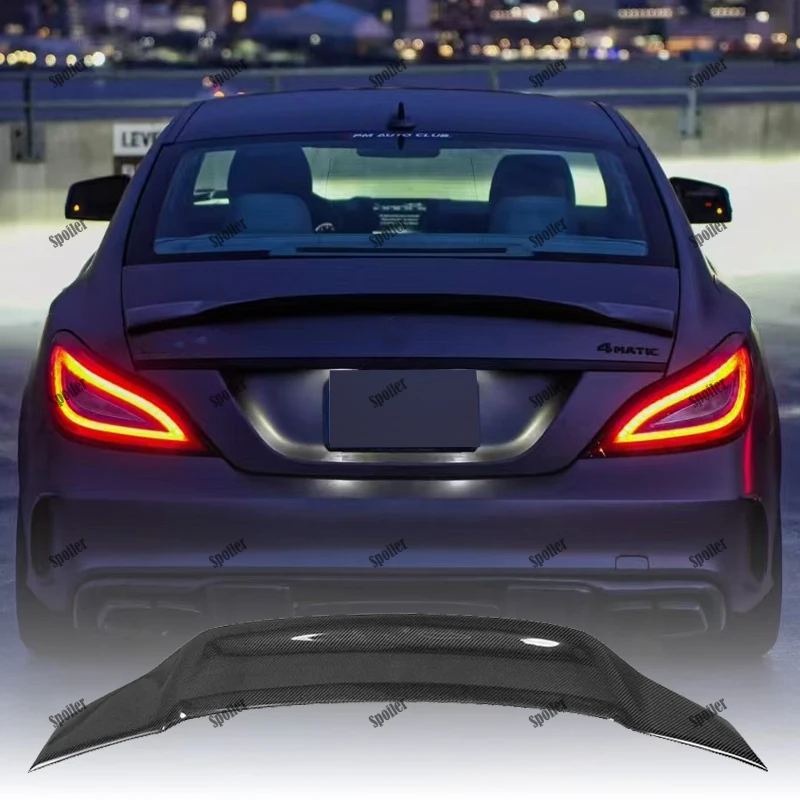 

For Mercedes CLS Class W218 Spoiler Carbon Fiber Rear Trunk Spoiler Wing R Style 2011 2012 2013 2014 2015 2016