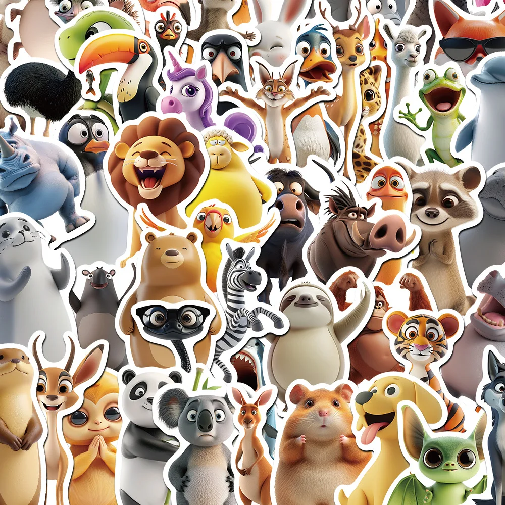 10/30/50Pcs Cute cartoon 3D minimalist animals Graffiti stickers For Snowboard Laptop Luggage Car Fridge DIY Styling Vinyl