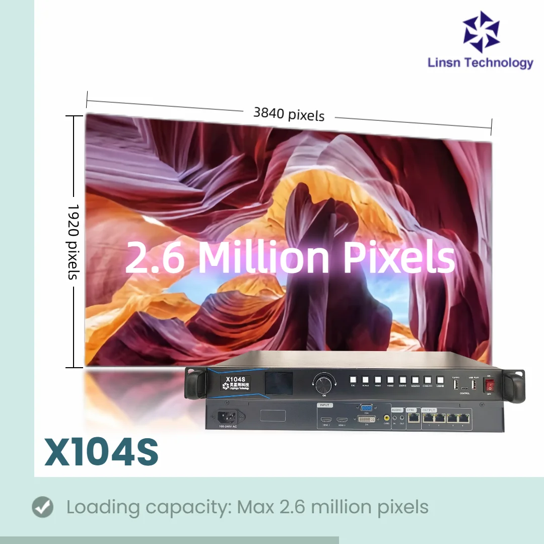 LINSN X104S 2-in-1 Video Processor Replace of X104 2.6 Million Pixels 4 Network Ports for Small-Medium Fixed LED Displays