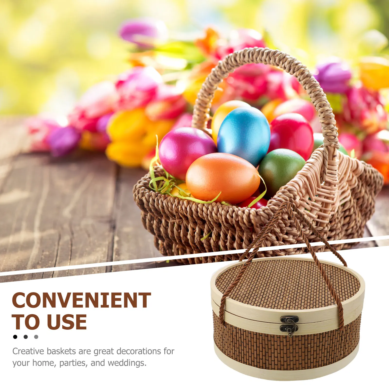 

Bamboo Basket Storage H woven Multifunction Portable Moon Cake Pantry Woven Delicate Crab Egg Household