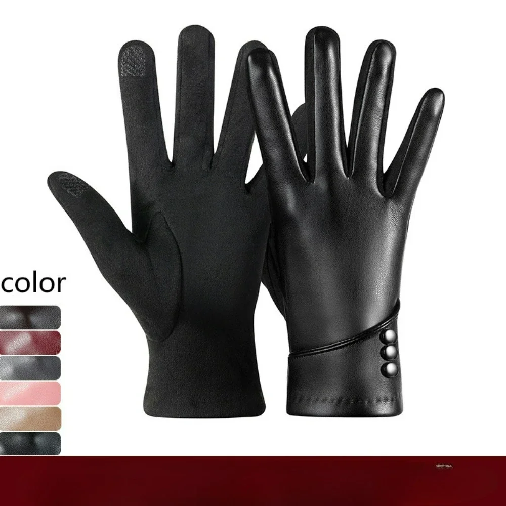 Men Premium PU Gloves Reflective Strips Fleece Lined Thick Windproof Patrol Gatekeeping Traffic Command Winter Sport Mittens