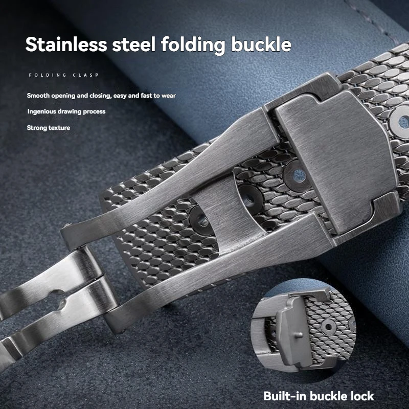 حزام ساعة ميلانيزي من التيتانيوم لأوميغا AT150 سيماستر 300 سبيدماستر 007 لا وقت الموت للرجال 20 ملم مع مشبك قابل للطي #3