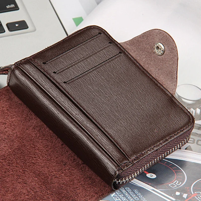 Portafoglio corto in pelle moda per uomo con cerniera Borsa per soldi Hasp Borsa da uomo Porta carte di credito di design maschile