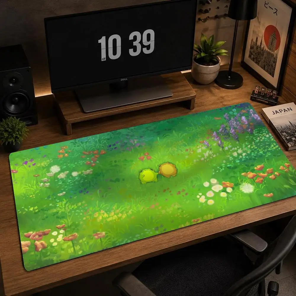 Green Grassland Wildflowers Mouse Pad Fresh Non‑slip Mat Large Pc Gamer Keyboard Deskmat Gaming Accessories Mousepad XXL