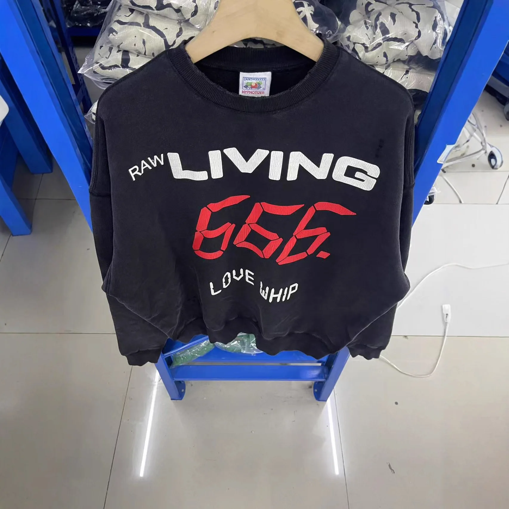 2025AW High Street SAINT 100% Cotton Unisex Oversized Crewneck Sweatshirt  Vintage Washed Dark Graphic Print Sweatshirts