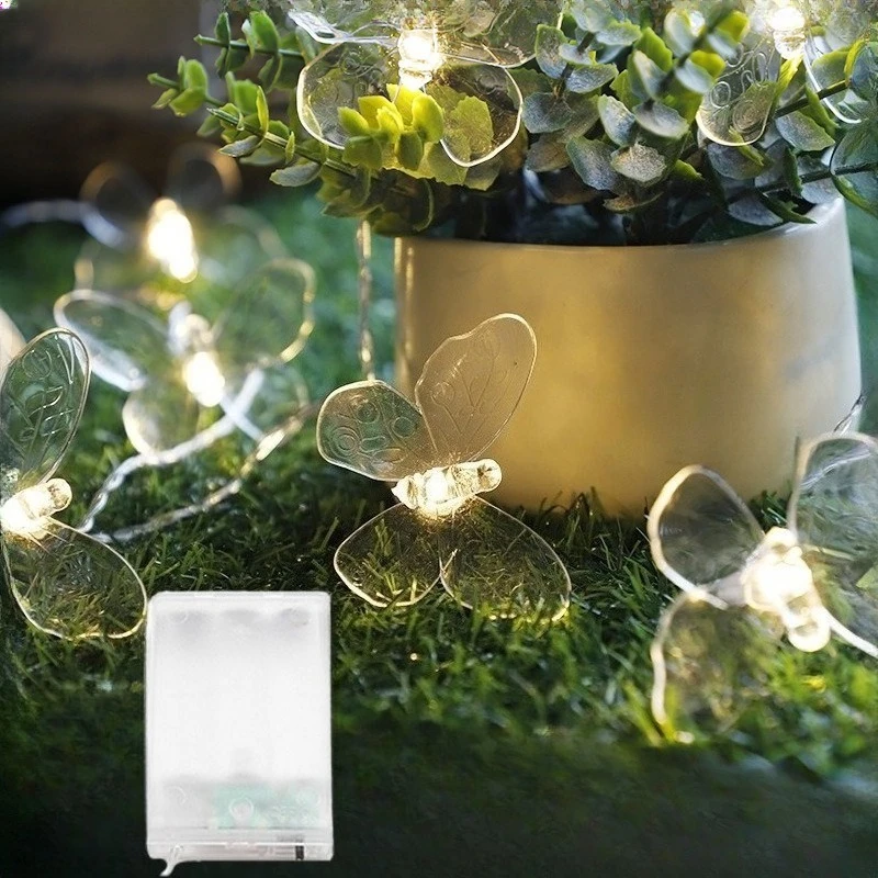 Christmas Decoration 2025 Butterfly Decorative Christmas Lights Battery-operated Garland LED Butterfly Light String Fairy Lights