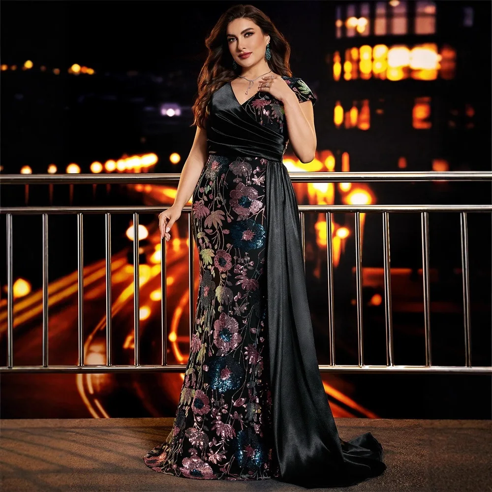 Ele Bead Patchwork Evening Dr V-Ne Par Dr plus Size Low Waist Silk Fabric Wedding Dr for Mom