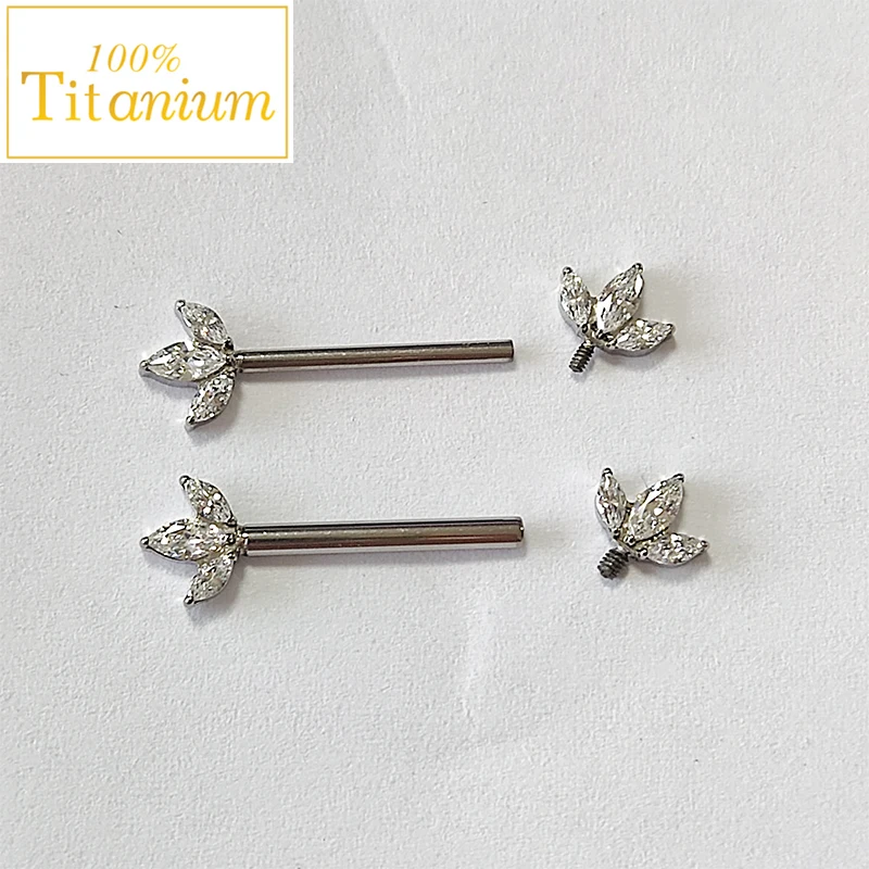 G23 Titanium Nipple Piercing Ring 14G/16G Internal Thread Crystal Zircon Nipple Shield Barbell Helix Earrings Sexy Women Jewelry
