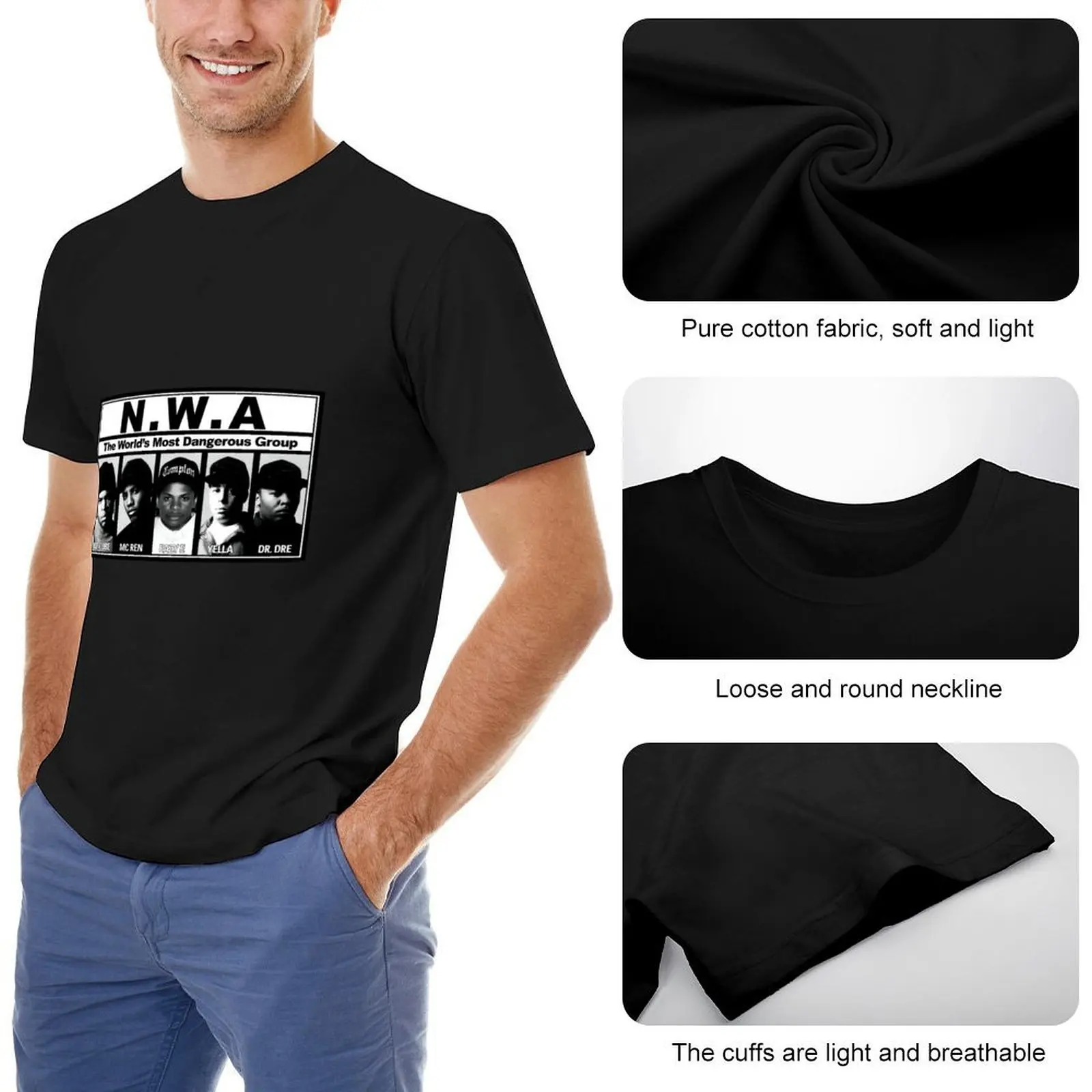 تي شيرت N.W.A Group بتصميم رائع تي شيرت راب أشياء رخيصة قميص صيفي أساسي تي شيرت رجالي برسومات كبيرة وطويلة