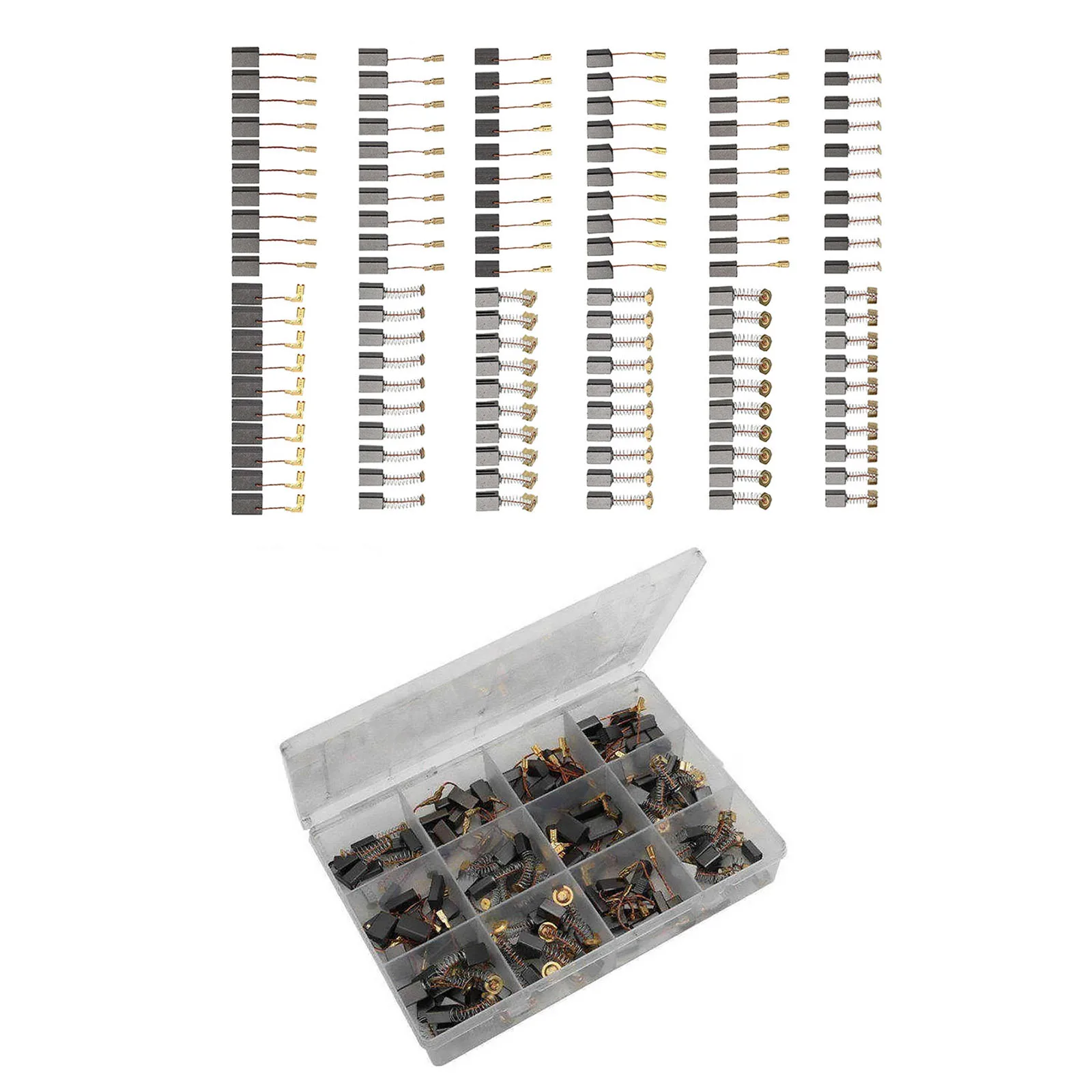 120-teiliges Kohlebürsten-Set für Elektromotoren, 12 verschiedene Größen, Graphit- und Kupferdraht, Motor-Reparaturset für Bohrmaschinen, Sägen, Schleifmaschinen, Staubsauger – Detail 5