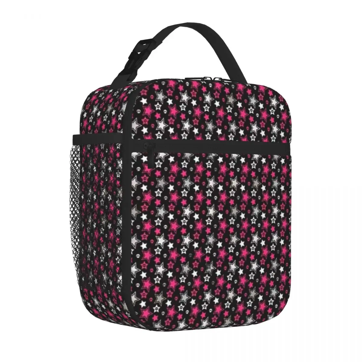 Bestselling Black And Pink Emo Scene Stars Parent Child Matching Insulated Lunch Bag Open Air Meal Meal Prep Bag