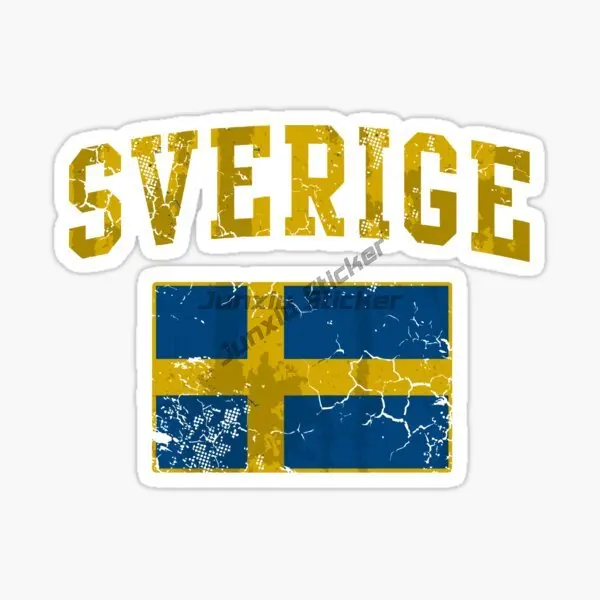 العلم الوطني السويدي والشعار PVC الفينيل ملصقات السيارات ذاتية اللصق الإبداعية لفان نافذة السيارة جدار غرفة الدراجة صائق