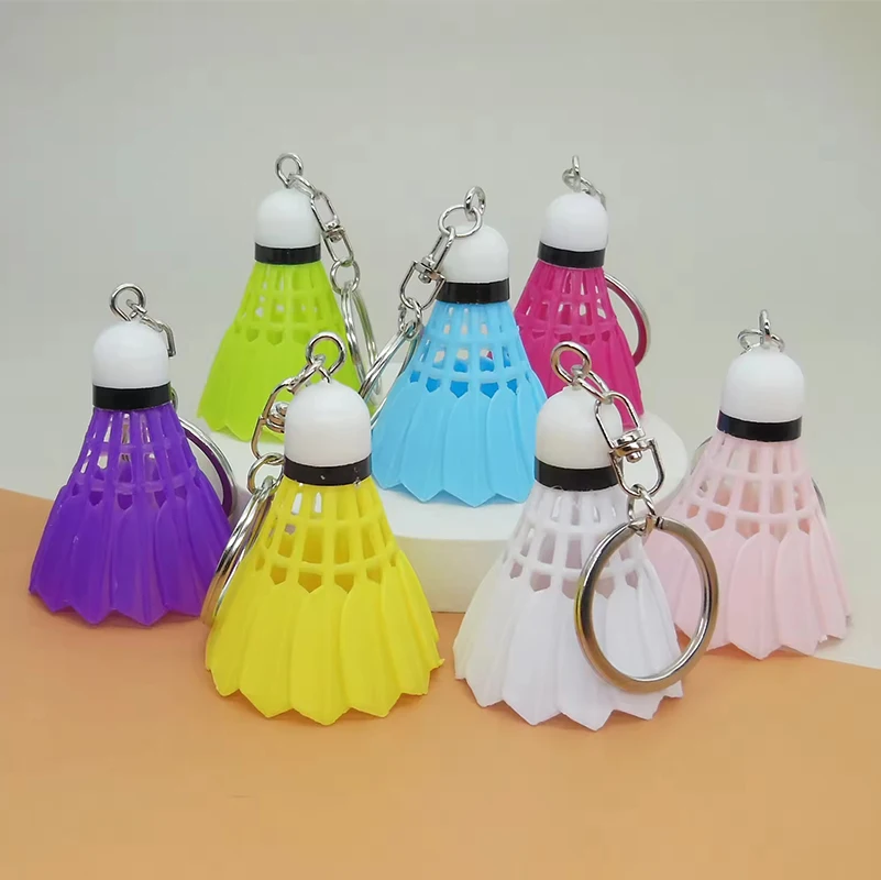 30Pcs Badminton Shuttlecock Keychains, Multicolor Mini Plastic Badminton Key Ring Charms, Sports Themed Pendant Gifts