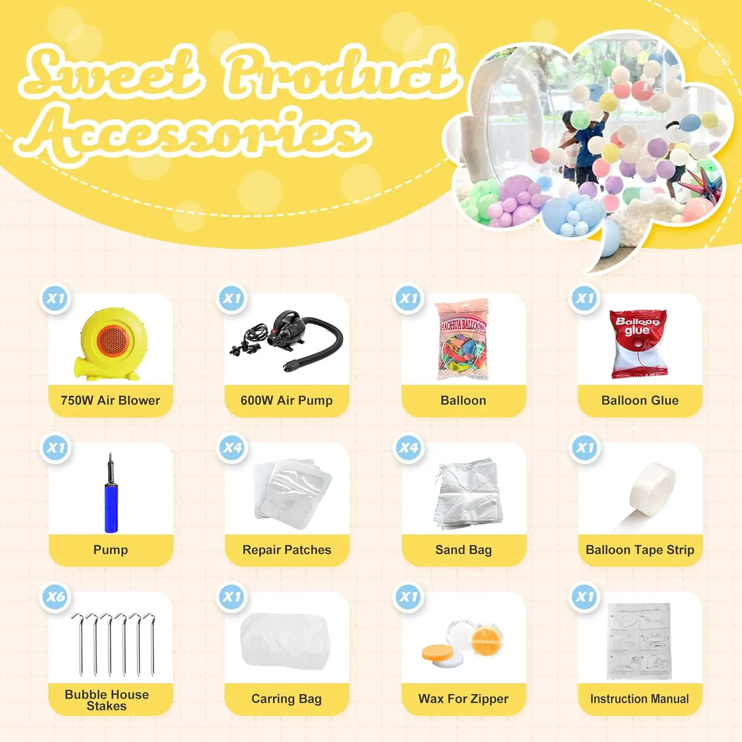 子供用3mインフレータブルバブルバウンスハウス、結婚式パーティー用送風機付き3mドーム型バルーンハウス、インフレータブルバブルテント