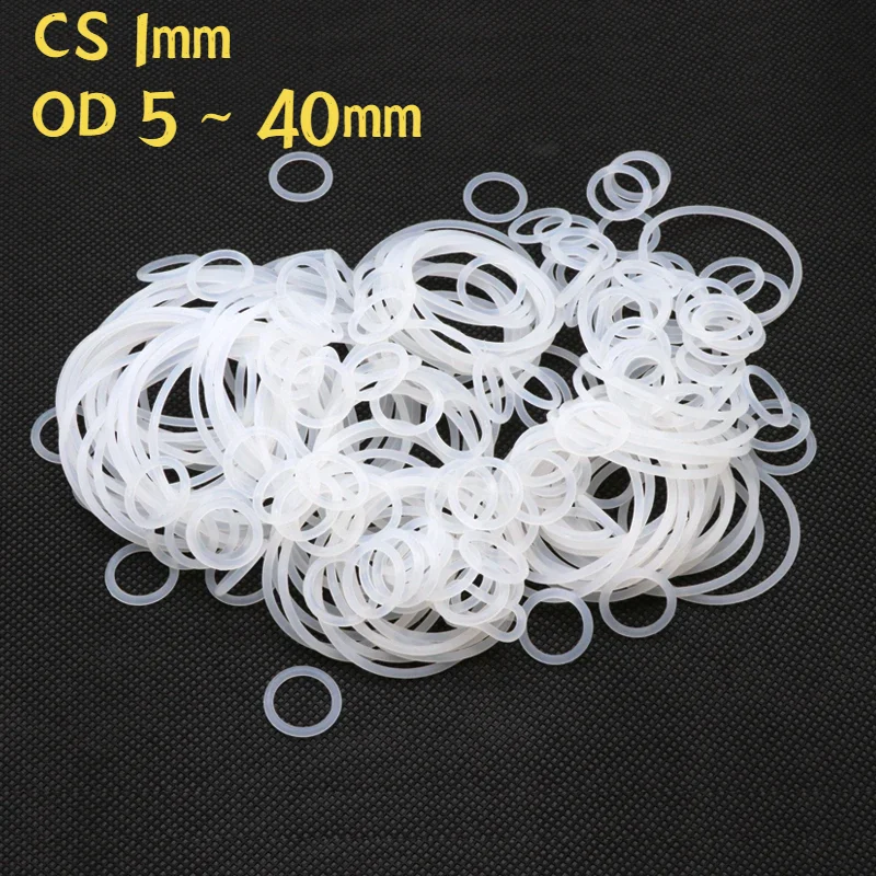 10pcs VMQ O Ring Seal Gasket Silicone Rubber Insulated Waterproof Washer Round Shape White Nontoxic Thickness CS 1mm OD 5 ~ 40mm