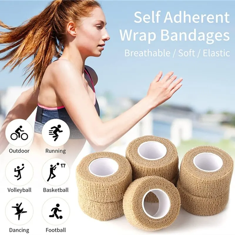 3pcs Self Adhesiv Disposable Elastic Bandages 2.5cm*4.5m for Handle Tube Tightening Gauze Tape First Aid Tool Tattoo Accessories