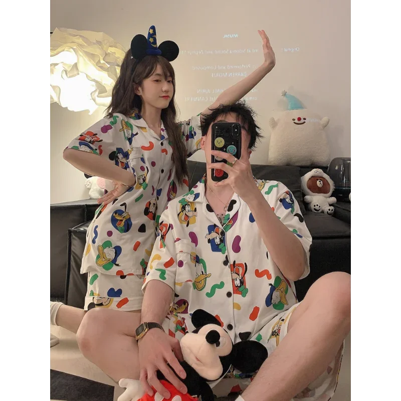 Disney mickey Mouse Paar Pyjamas Sommer Kurzarm Shorts dünne Baumwolle Cartoon bequeme Home Pyjamas für Männer und Frauen