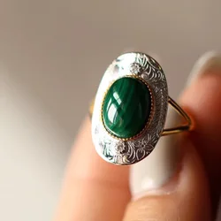 New Arrival Elegant Malachite Stone 925 Sterling Silver Ladies Engagement Ring For Women Gifts Never Fade Cheap