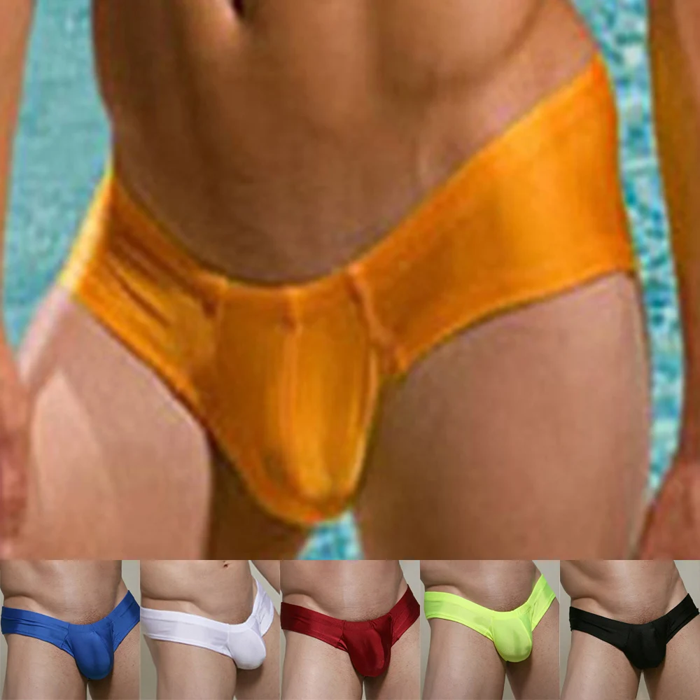 Oversize Men's Hot Sexy Breathable Solid Swimwear Low Waist Swim Briefs Bikini Swimsuits Thong Tangas Spa Beach Surf Sport