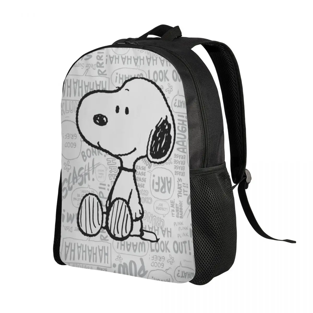 Custom Snoopy On Black White Comics Disney Backpack for Women Men Water Resistant School College Peanuts Bag Print Bookbag