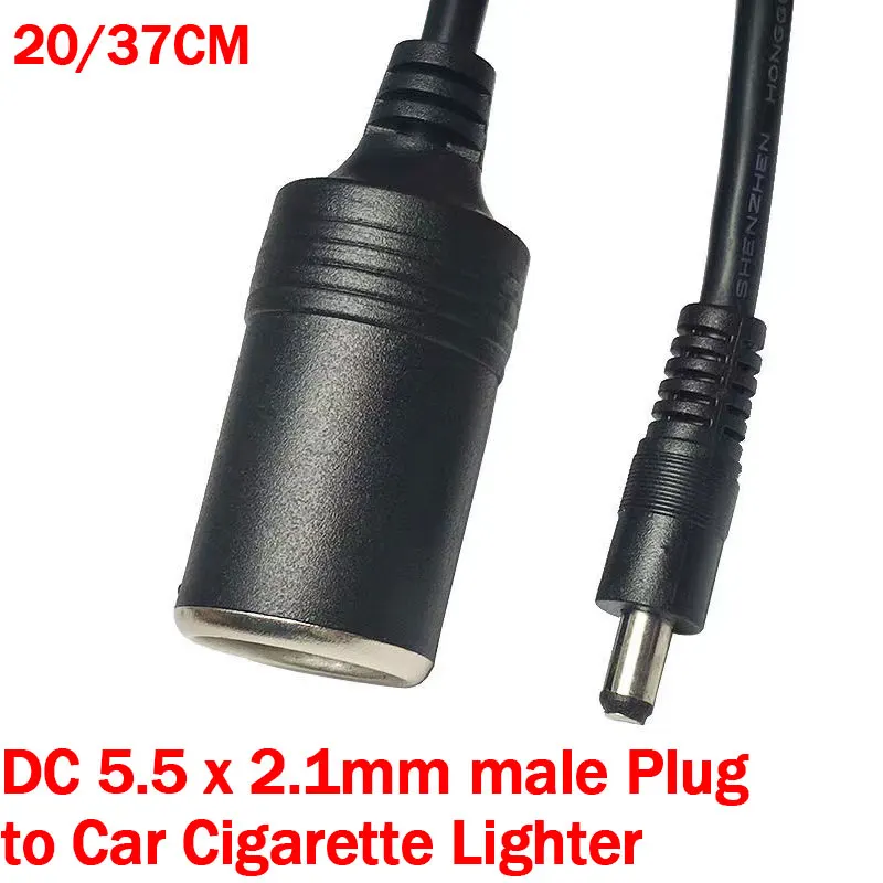 

DC 5.5 x 2.1mm male Plug to Car Cigarette Lighter Female Socket Power Supply Cable