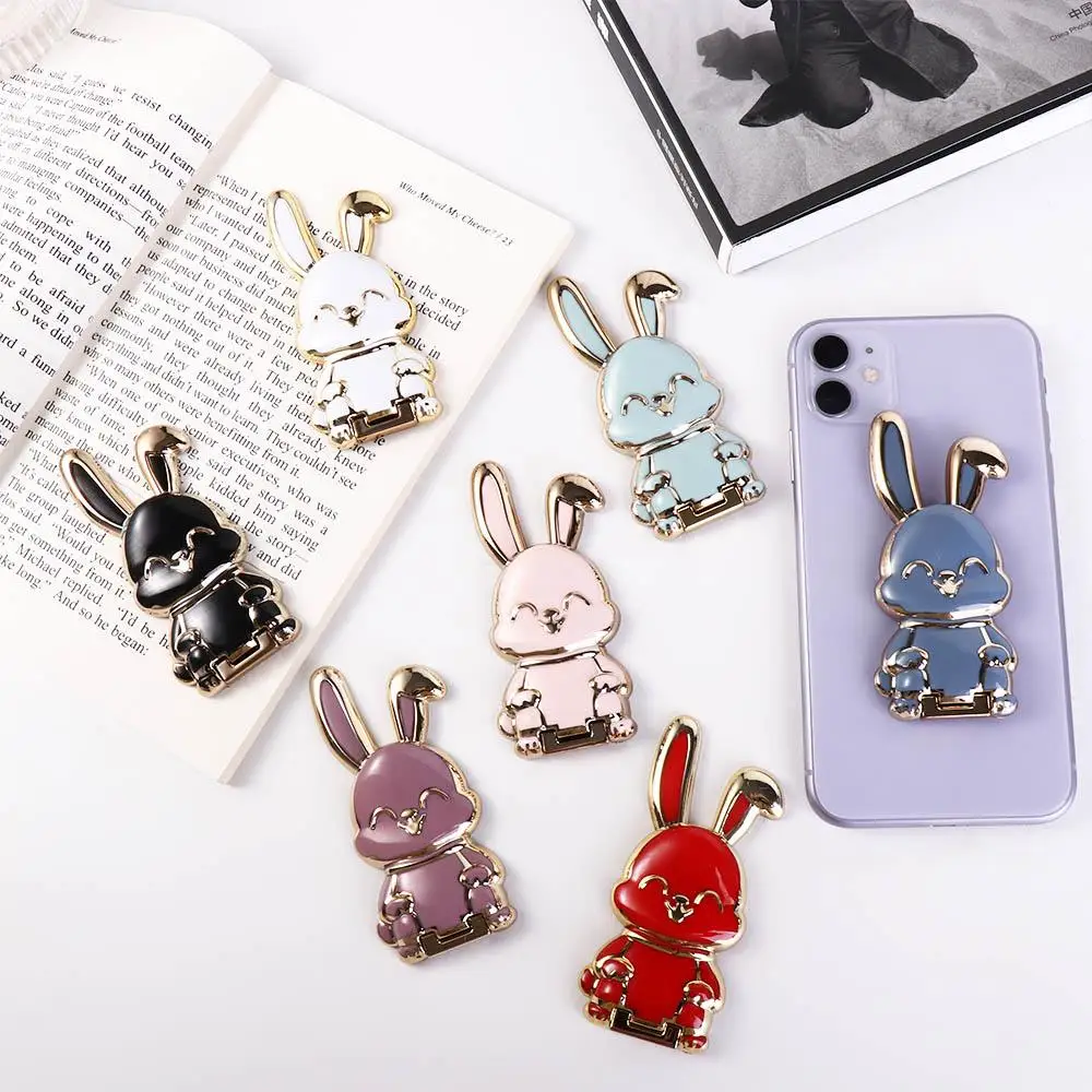 Mount Stand Smartphone Support 3D Folding Back Sticker Pad Mobile Phone Holder Rabbit Ring Bracket Pull Rod Support Phone Stand