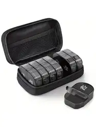 Canvas Bag Travel Pill Organizer 2 Times a Day, Large AM/PM Weekly Pill Box 7 Day Pill Case with Portable Black Zipper Cloth Bag