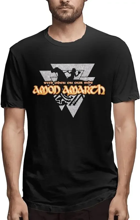 Amon Rock Amarth Metal Band Logo T Shirt Mens Fashion Tee Cotton Loose Short Sleeves Shirts Black