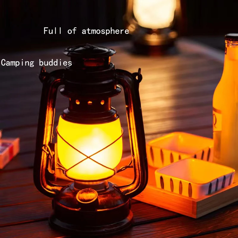 LED Rechargeable Household Lights, Restaurant Bar Desk Lights, Outdoor Camping Tent Flame Lights, Handheld Vintage Horse Lamps