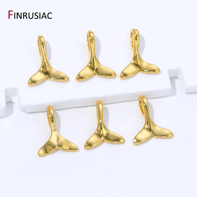 18K Gold Plated Brass Fish Tail Charm Pendant for Jewelry,Metal Mermaid Tail Pendant For DIY Handmade Jewelry Making Accessories view 3