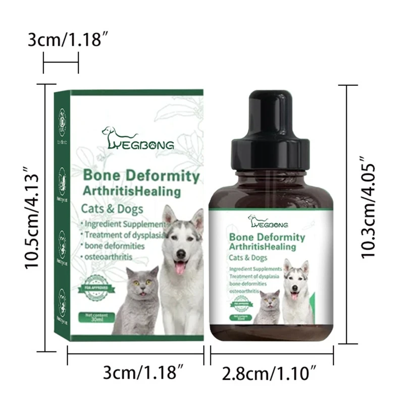 30ml Pet Joints Support Drops High Strength Bone Deformity Healing Formulation for Elder Dogs Bone Care Dropship