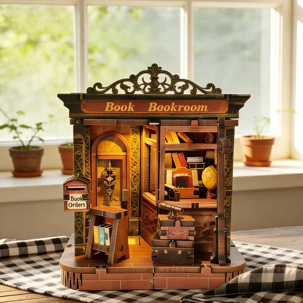 

OUZEY 3D Puzzle House blocks building book nooks kit Creative DIY house retro bookstore Children's day gift craft toys