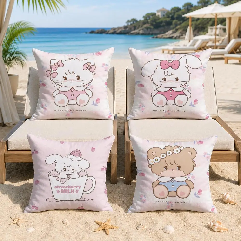 M-Mikko Cute Cartoon Cushion Cover Silky Short Plush Invisible Zipper Dustproof Sofa Pillow Case For Home Decor