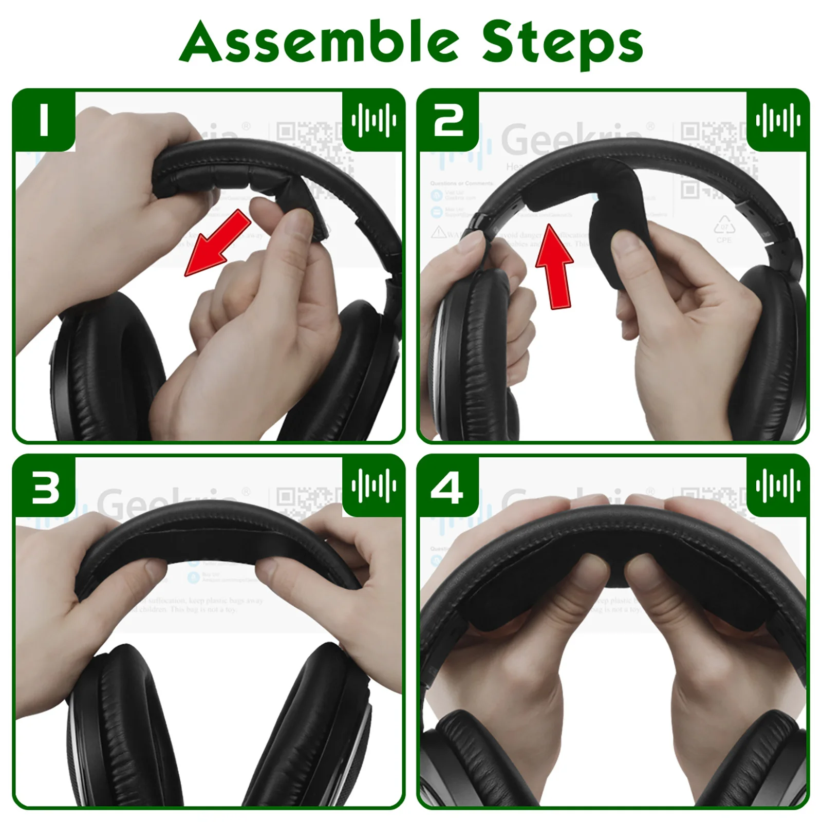 Geekria Earpad + Faixa de cabeça compatível com fone de ouvido Sennheiser HD598, HD598SE, HD598CS, HD515, HD555, HD595, HD518