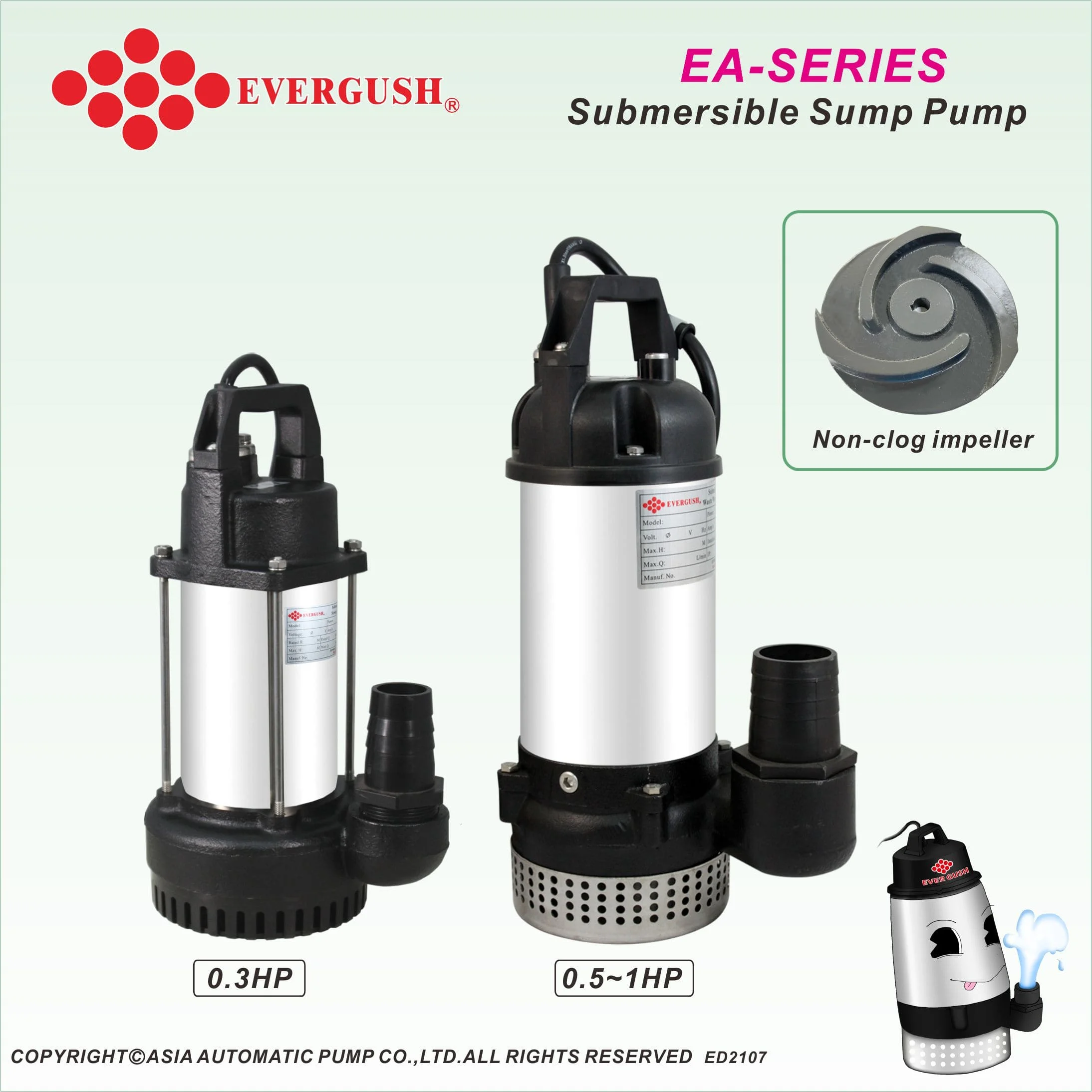 EA(0.5~15H P) 60Hz Submersible sump pump submersible