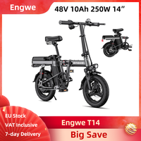 Engwe T14 Electric Bike 14 Inch Fat Tires 48V 10Ah 250W Hub Motor Multiple Suspension Folding Mini All-Terrain E-bike Bicycle