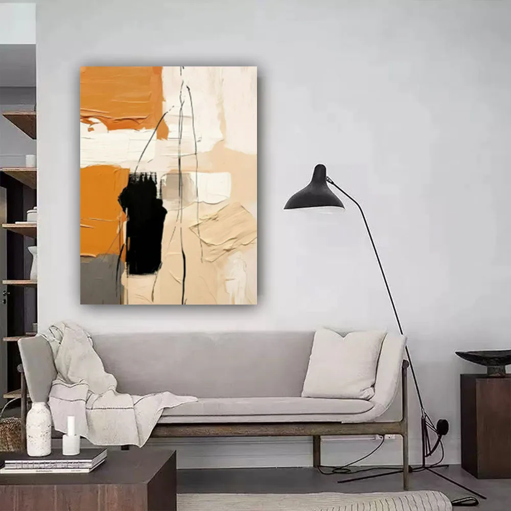 Palette Knife Textured Abstract city street view images Modern Landscape Oil Painting Hand Painted Wall Pictures for Home Decor