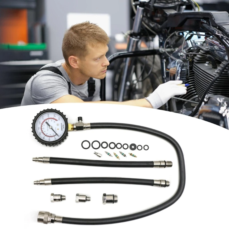 

Engine Compression Measurement Tool With Threaded Adapters Reinforced Protective Cover Storage Solution X37F