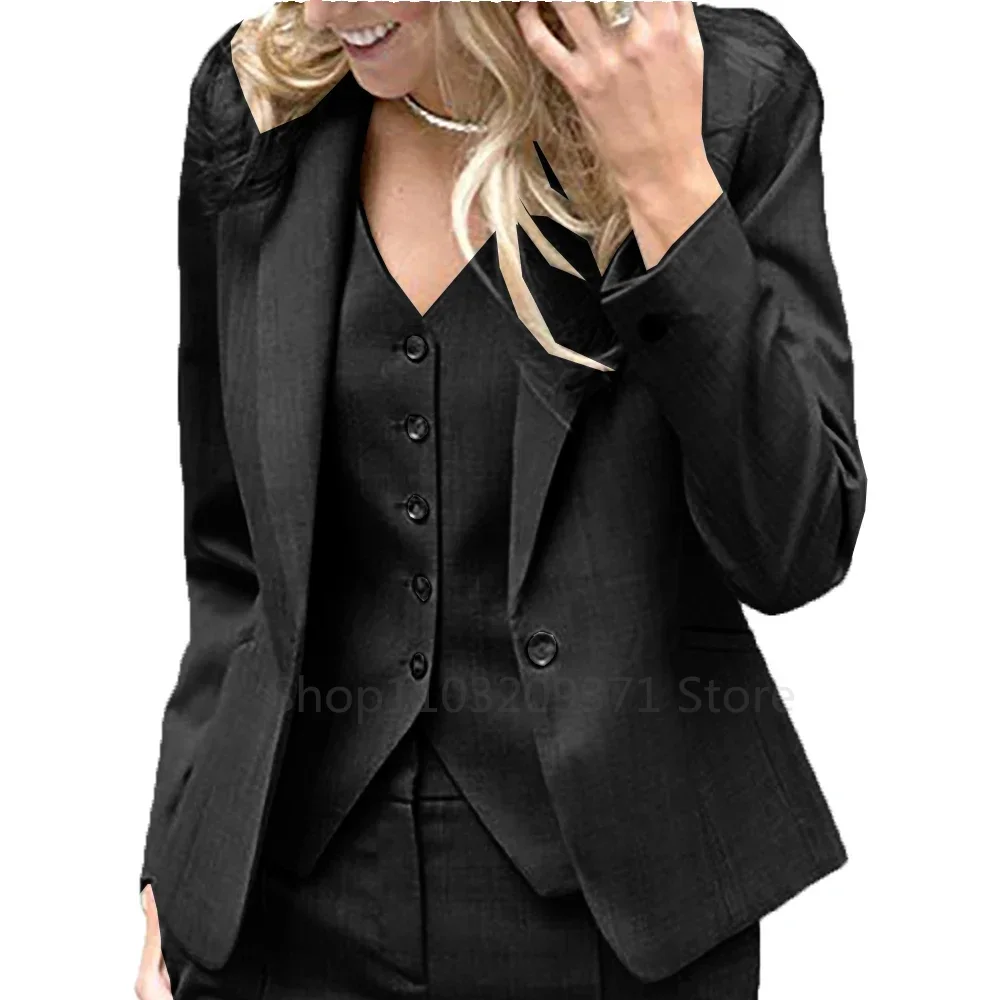 Purple Elegant Office Lady 3 Piece Set Women Suit Blazer Vest Pant Suits Business Work Wear Formal Matching Sets Outfits Uniform