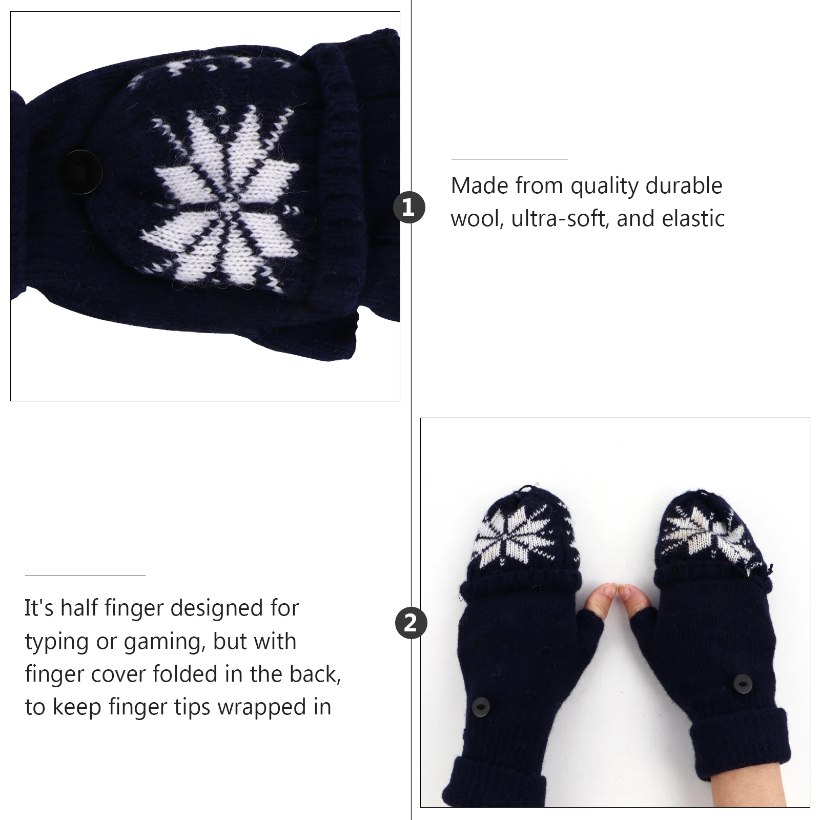 

Stylish Snowflake Pattern USB Heated Mitten Half Finger Gloves Comfortable Elastic Flexible Winter Cold Weather