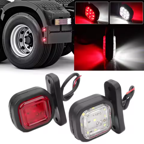 2PCS Waterproof Outline Caravan Lamp Double Side Marker Lights Truck LED Taillight Front Rear Clearance Lights for Trailer Van