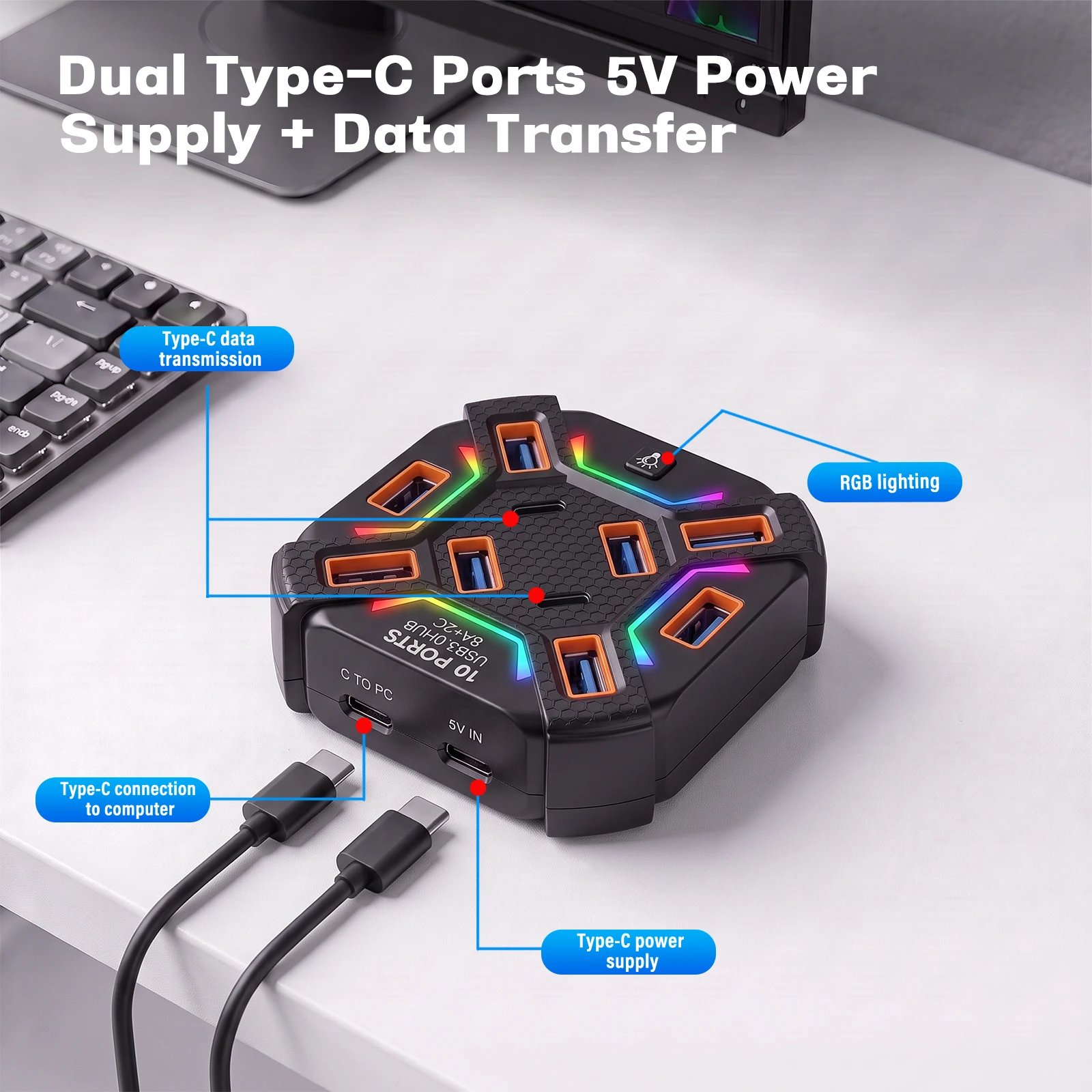 FocusOnPC 10 In 1 RGB USB 3.0  - огляд і ціна Usb Hub Gaming